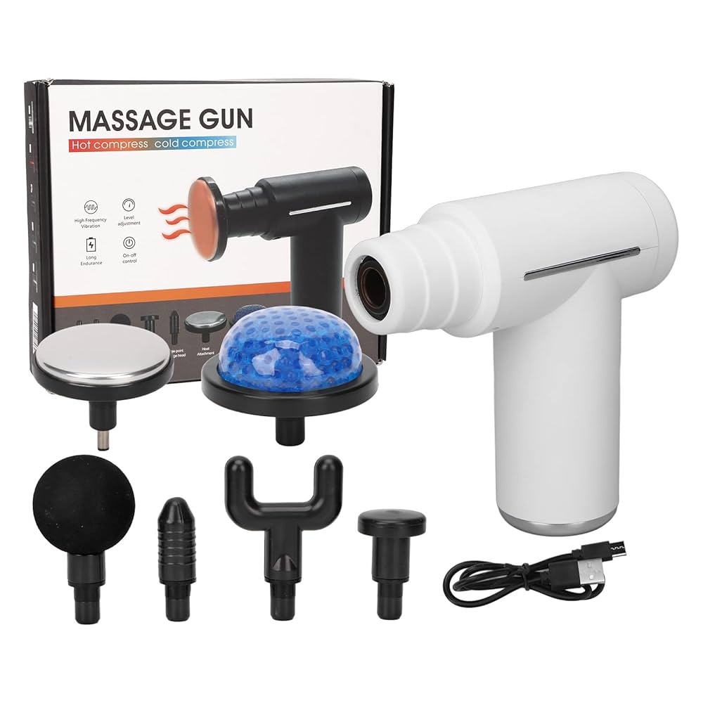 Hot & Cold Compress Massage Gun – 6 Speed, 6 Heads, Matt Finish