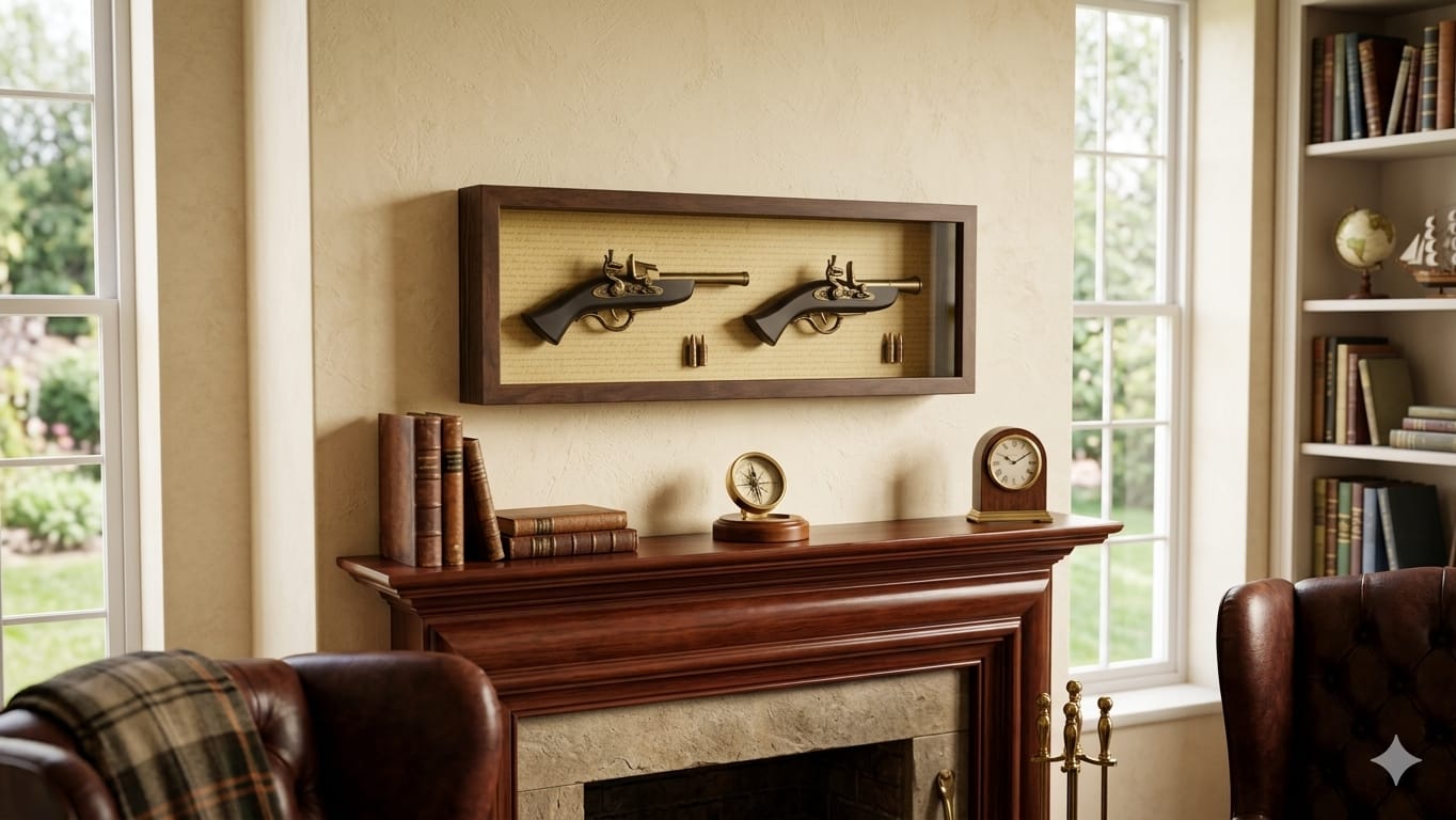 Antique Dual Gun Wall Decor – 2 Guns & 4 Bullets