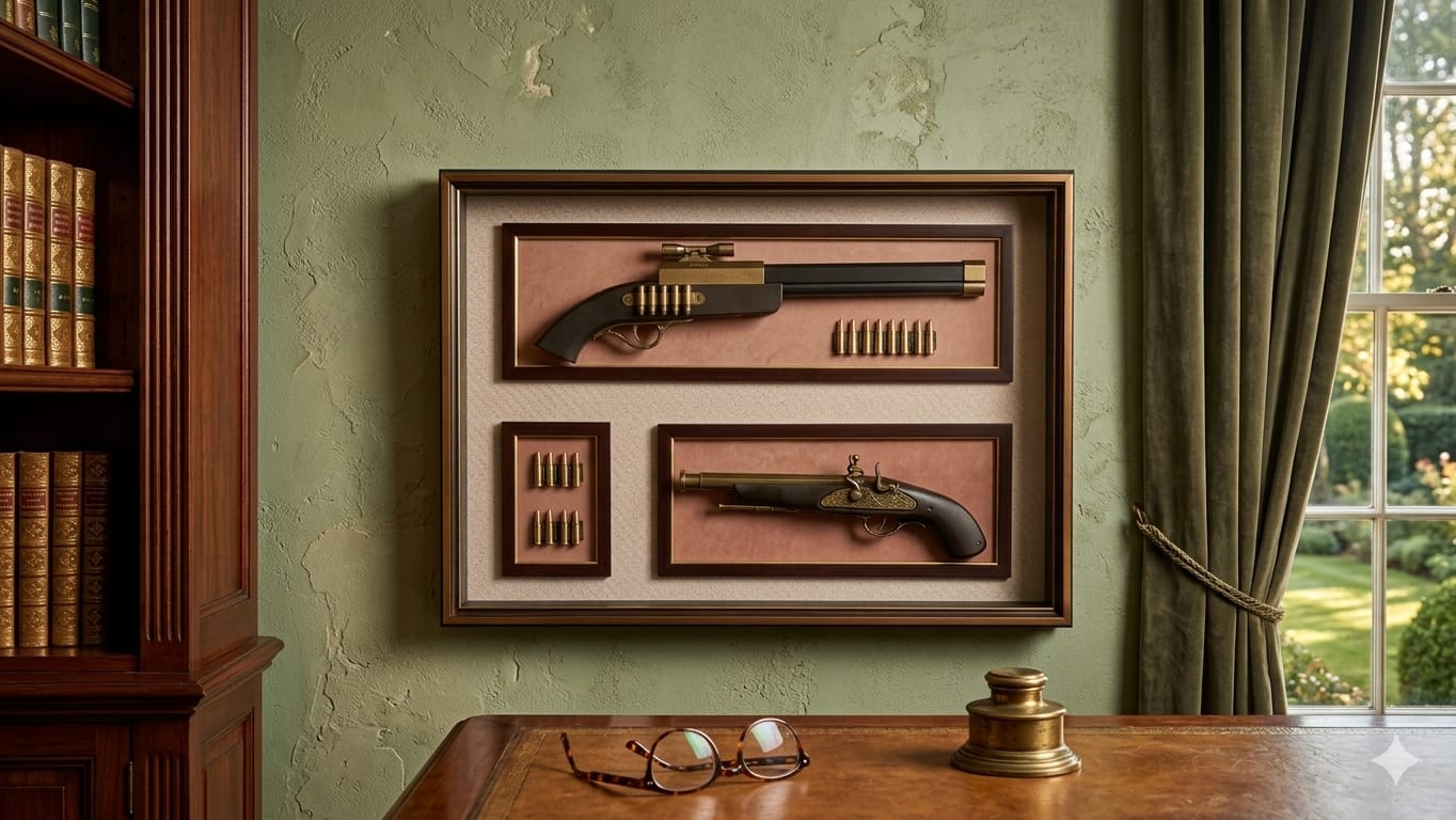 Antique Dual Gun Wall Decor – 2 Guns & 16 Bullets