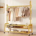 Heavy Duty Garment Rack – Double Basket Clothes Hanger Stand with Wheels