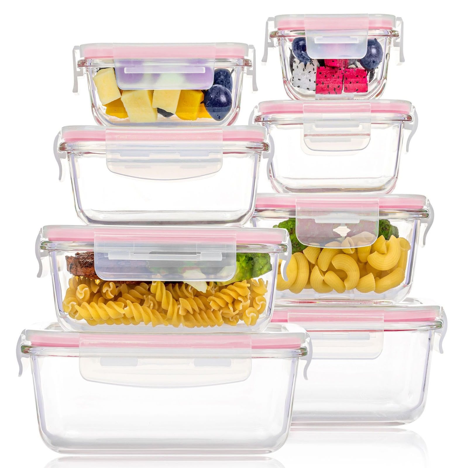 8pc Borosilicate Glass Food Storage Container Set – Airtight & Microwave Safe