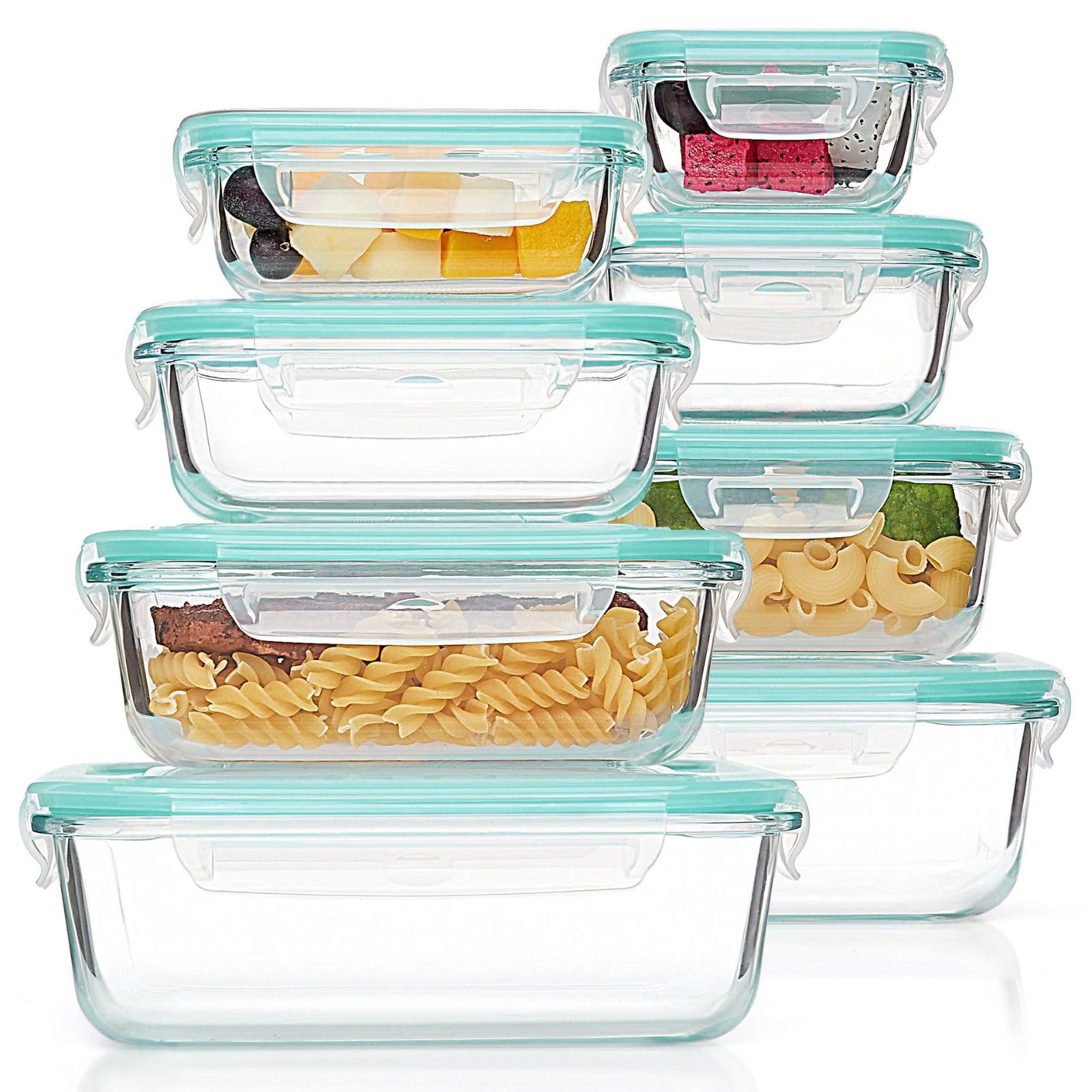 8pc Borosilicate Glass Food Storage Container Set – Airtight & Microwave Safe