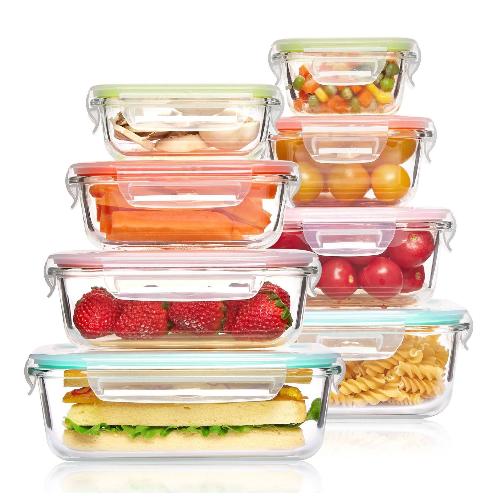 8pc Borosilicate Glass Food Storage Container Set – Airtight & Microwave Safe