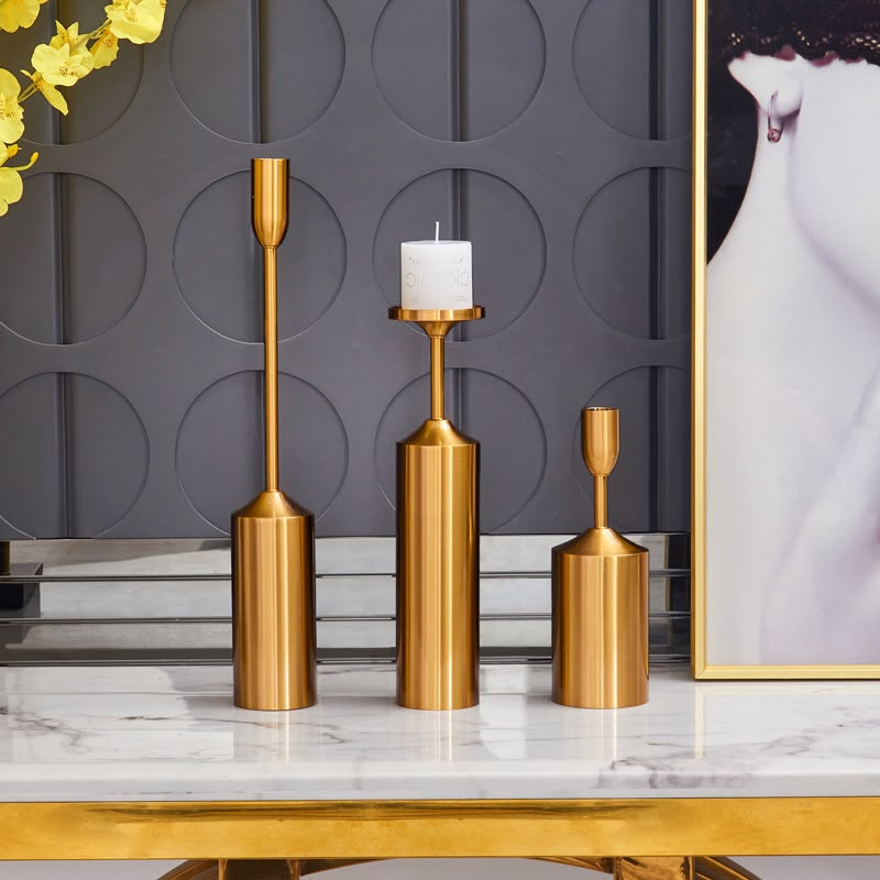 Luxury Gold Candle Holders – Metal Candlestick Set