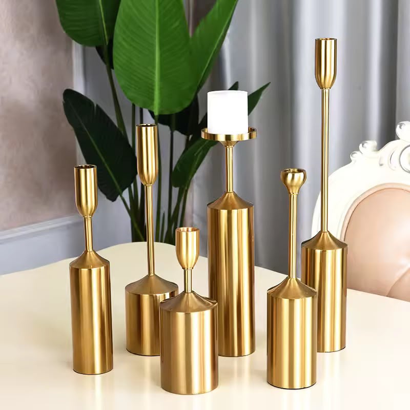 Luxury Gold Candle Holders – Metal Candlestick Set