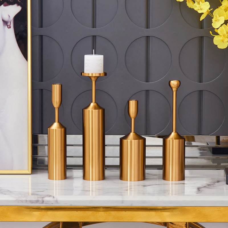 Luxury Gold Candle Holders – Metal Candlestick Set