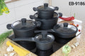 Edenberg 10 Pcs Black Cookware Set EB-9186
