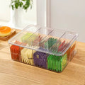 8-Slot Tea Organizer - filled with colorful tea bags, top view