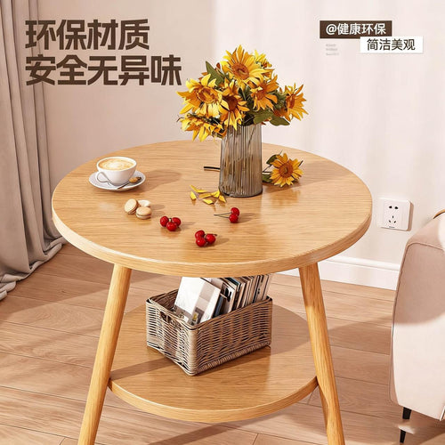 2-Layer Nordic Side Table - living room with sunflowers, eco-friendly label