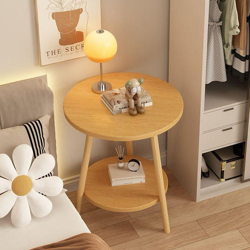 2-Layer Nordic Side Table - bedroom setting with lamp
