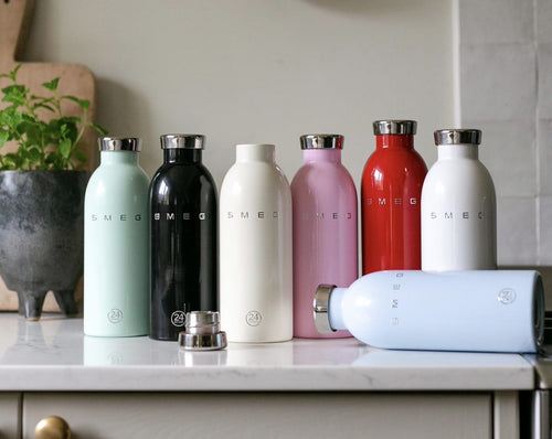 SMEG 500ml Insulated Stainless Steel Bottles in 7 colors - Black, White, Cream, Sky Blue, Mint Green, Pink, Red