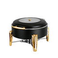 6L Black and Gold Square Hydraulic Chafing Dish - product shot on white background