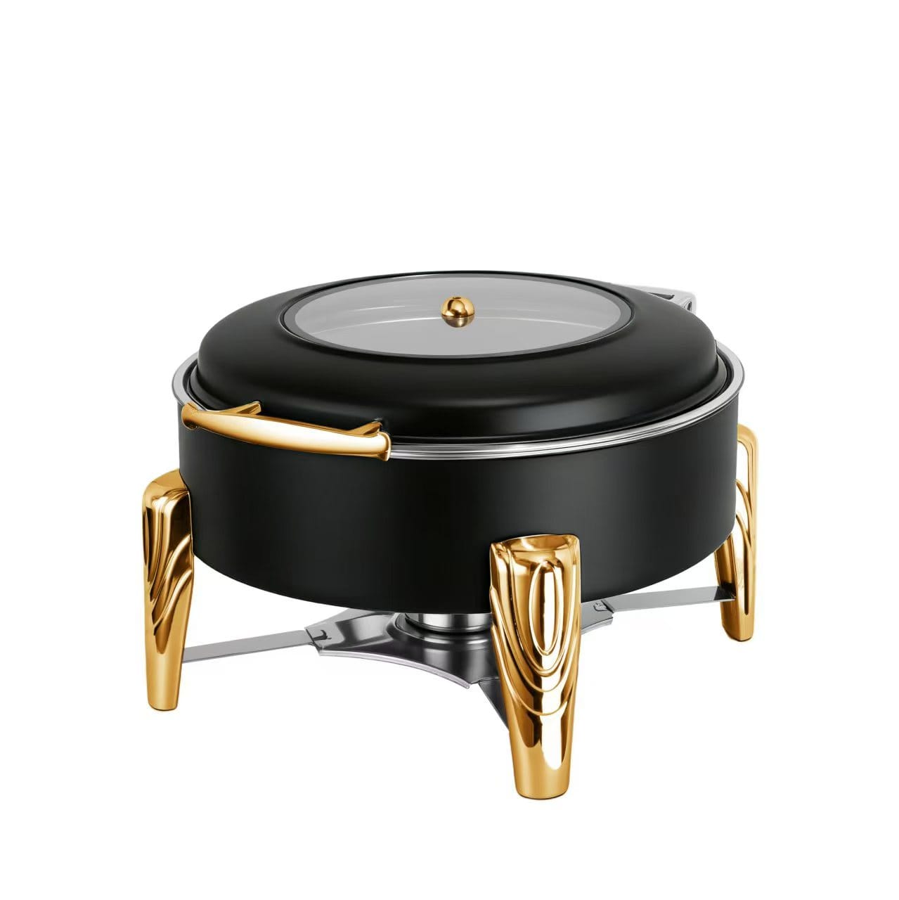 6L Black and Gold Square Hydraulic Chafing Dish - product shot on white background