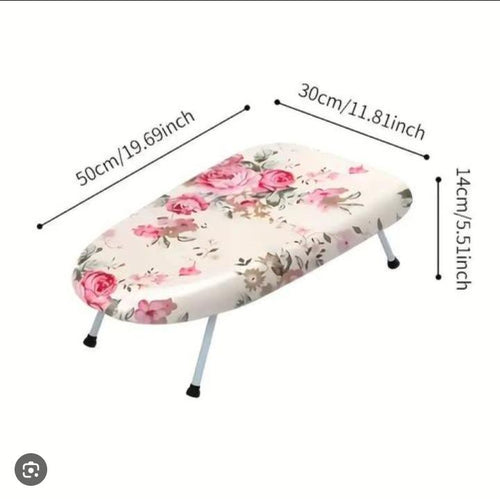 Portable mini ironing board - floral design with iron
