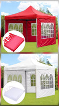 3m x 3m gazebo tent with transparent side panels - Red