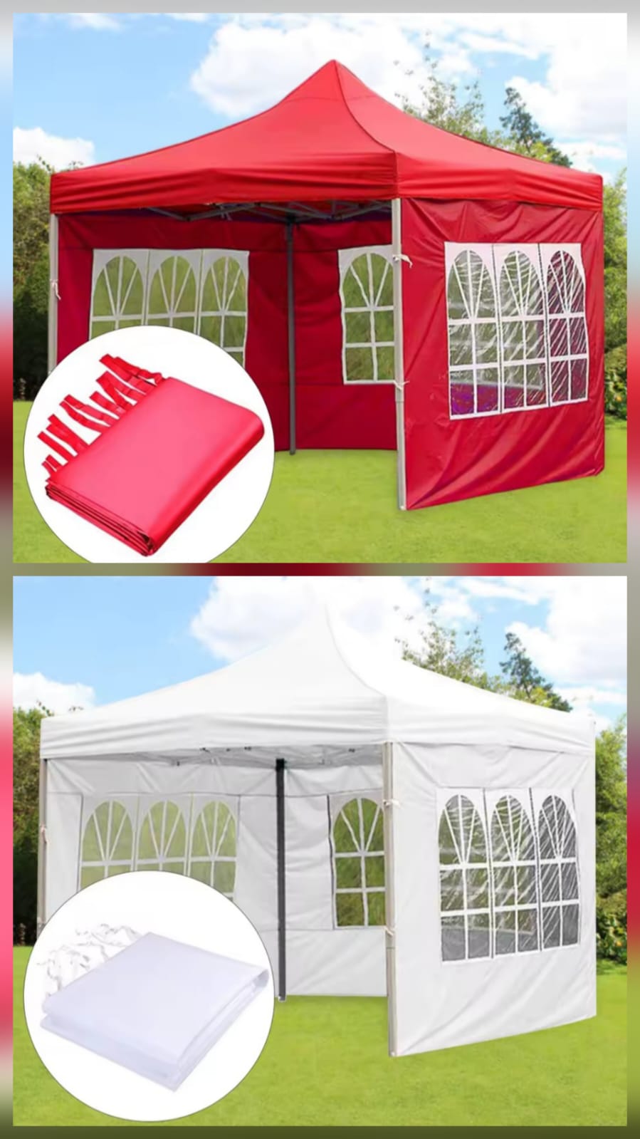 3m x 3m gazebo tent with transparent side panels - White