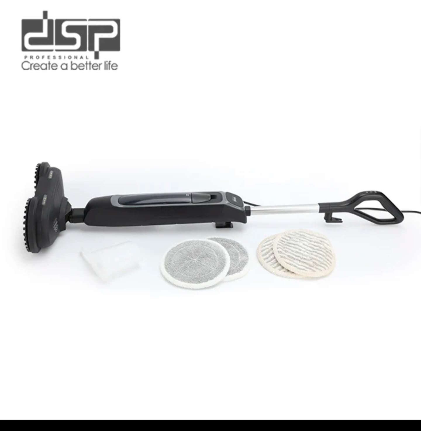 DSP 10-in-1 Steam Mop 1500W specs and packaging