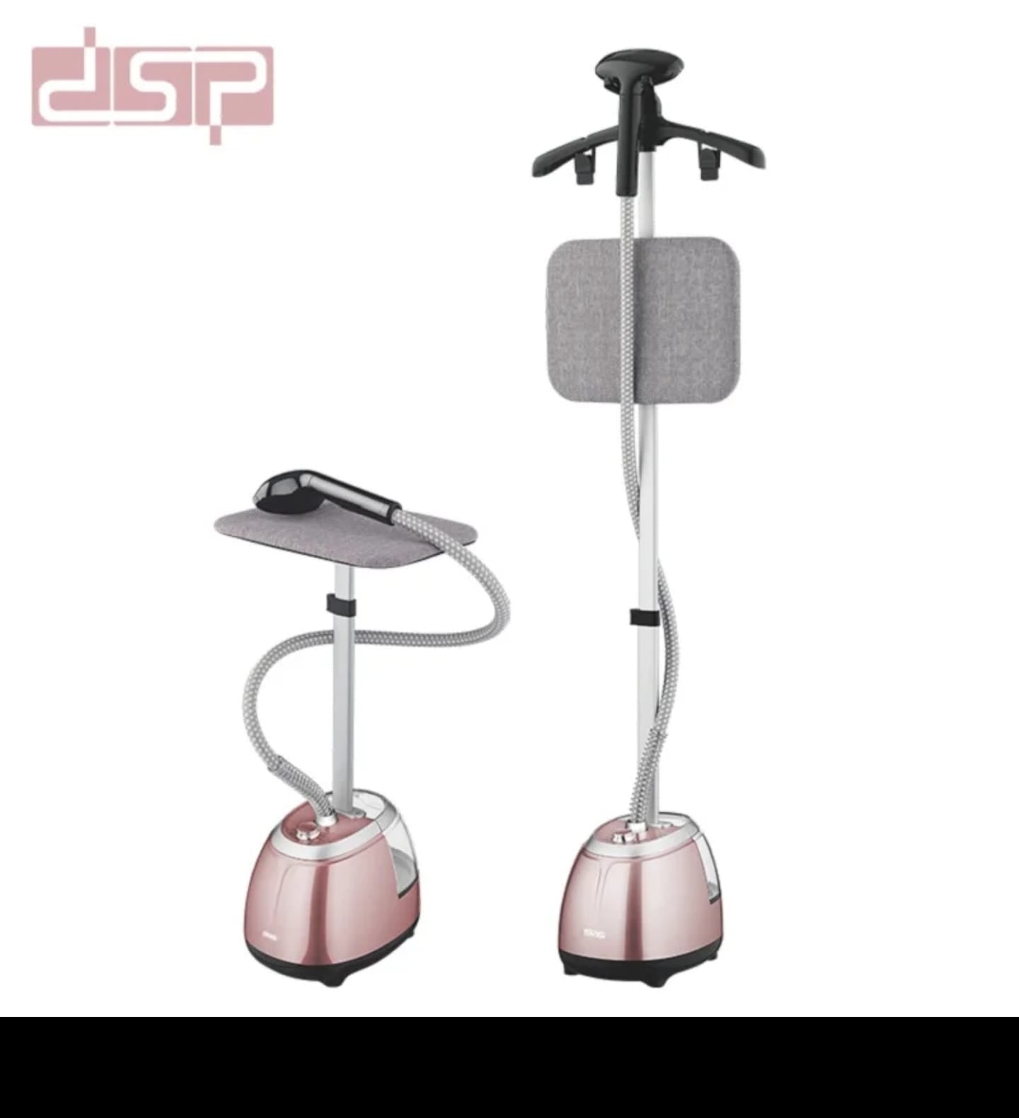 DSP Professional Garment Steamer rose gold full standing view lifestyle