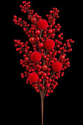 Christmas Decorative Berry Branch with Velvet Balls – 40cm