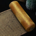 Gold Christmas deco mesh ribbon roll with metallic shimmer, 9.1m x 26cm tulle fabric