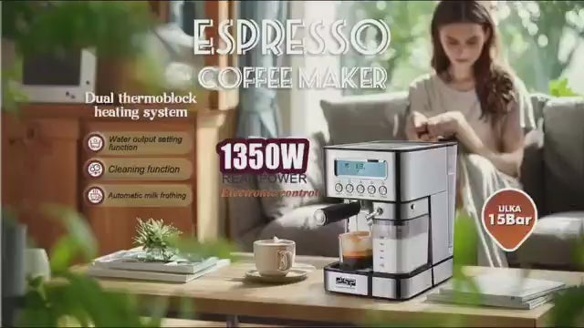 DSP Professional Espresso Coffee Maker 15 Bar | Dual Thermoblock | Auto Milk Frother