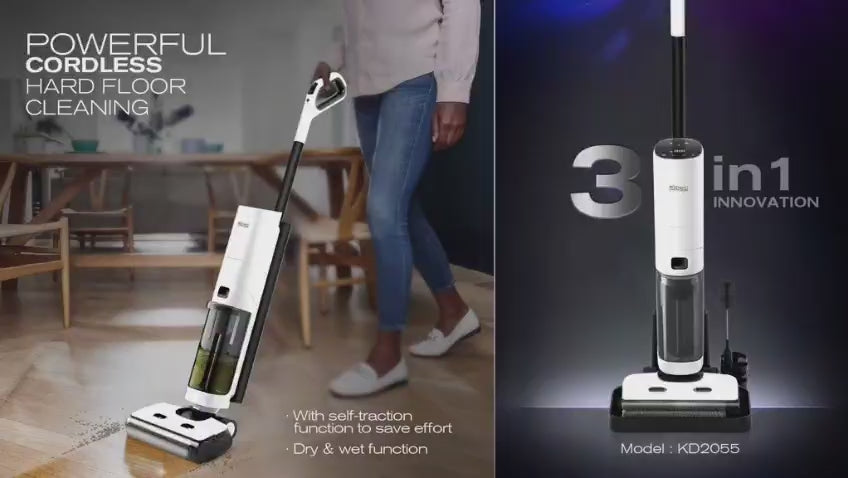 3-in-1 Cordless Floor Cleaner | Vacuum, Wash & Self-Clean