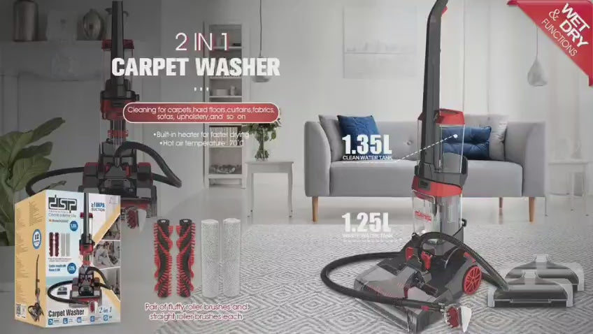 DSP 3-in-1 Carpet Washer 800W | Wet & Dry | 18KPA Suction | Built-in Heater