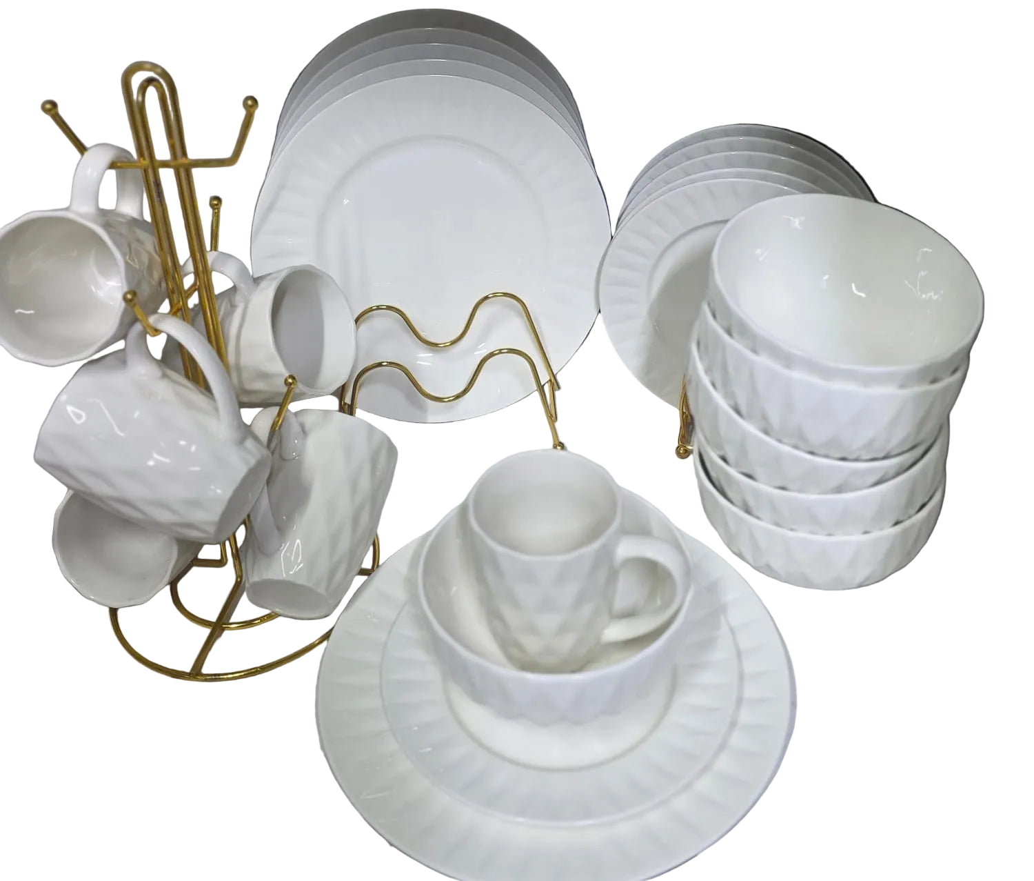 24 pcs white ceramic dinner set